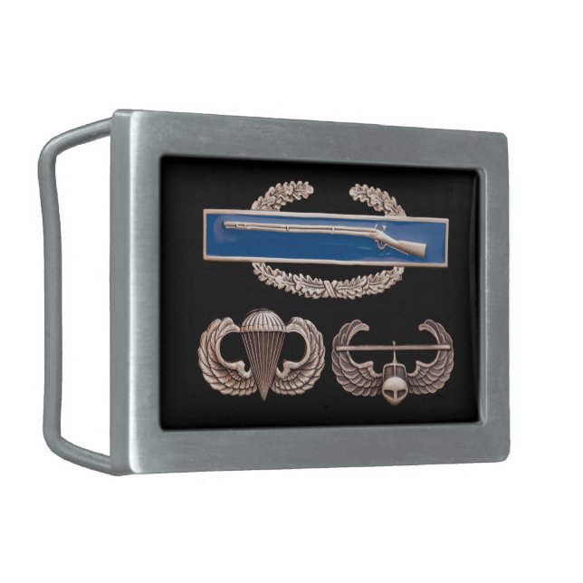 CIB Airborne Air Assault Rectangular Belt Buckle (Front Left)