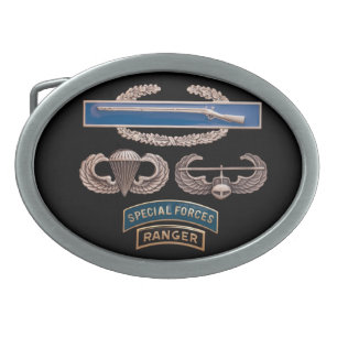CIB Airborne Air Assault SF Ranger Oval Belt Buckle