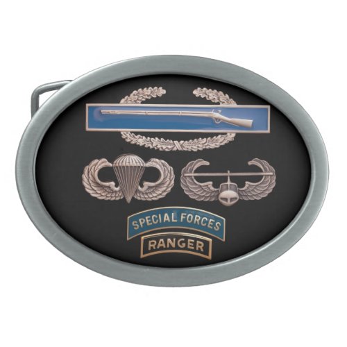 CIB Airborne Air Assault SF Ranger Oval Belt Buckle