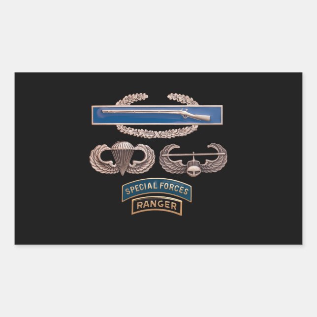 CIB Airborne Air Assault SF Ranger Rectangular Sticker (Front)