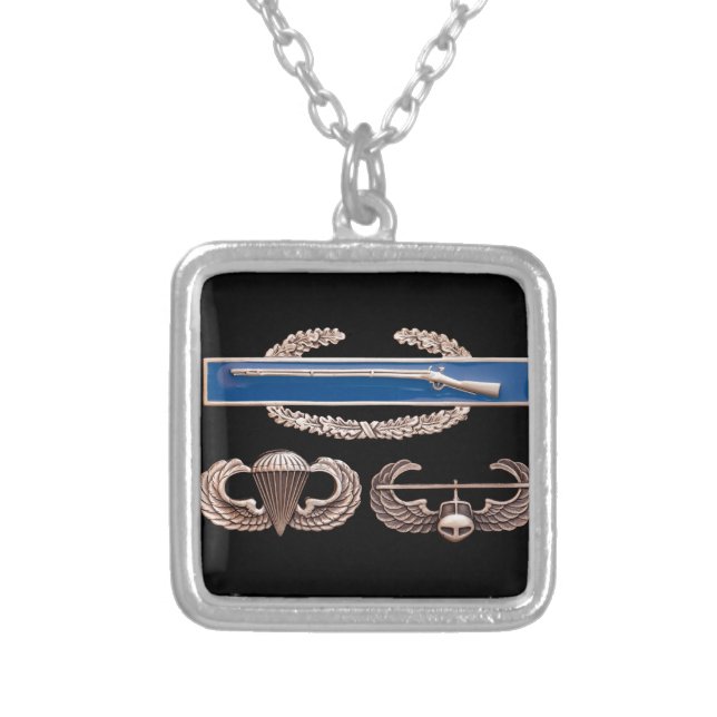 CIB Airborne Air Assault Silver Plated Necklace (Front)