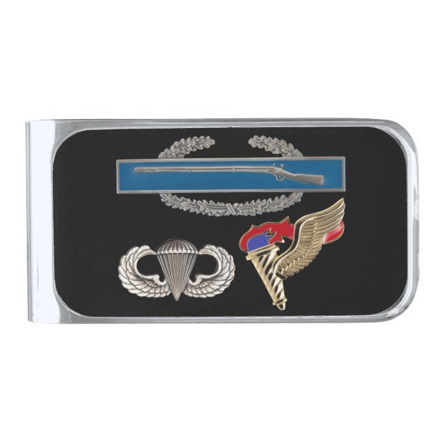 CIB Airborne Pathfinder Silver Finish Money Clip (Front)
