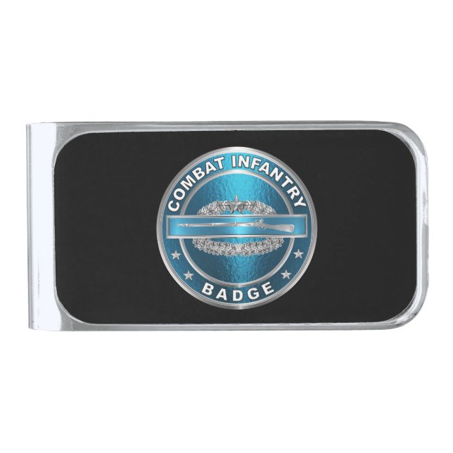 CIB Combat Infantry Badge   Silver Finish Money Clip (Front)