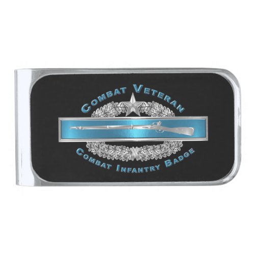 CIB Combat Infantry Badge  Silver Finish Money Clip