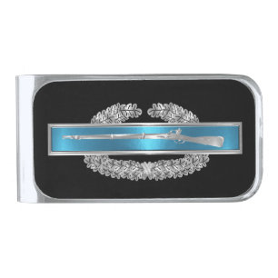 CIB Combat Veteran-Combat Infantryman Badge Silver Finish Money Clip