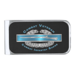 CIB Combat Veteran-Combat Infantryman Badge Silver Finish Money Clip