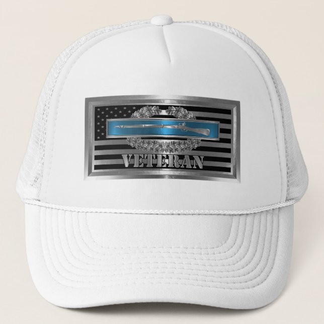 CIB Combat Veteran -Combat Infantryman Badge Trucker Hat (Front)
