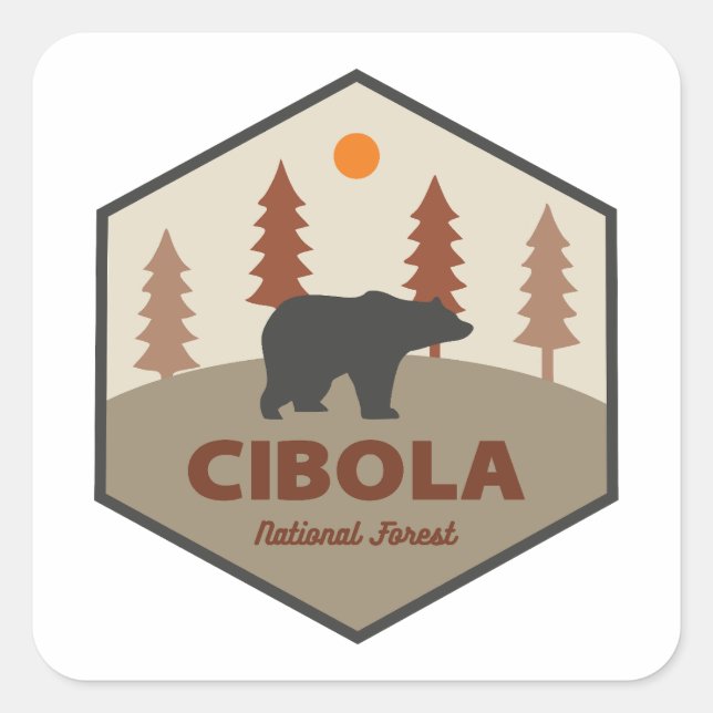 Cibola National Forest Bear Square Sticker (Front)