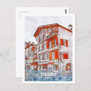 Ciboure France Travel Place Watercolor Postcard