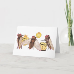 Cicada Band with Gong, Trumpet and Drum Card