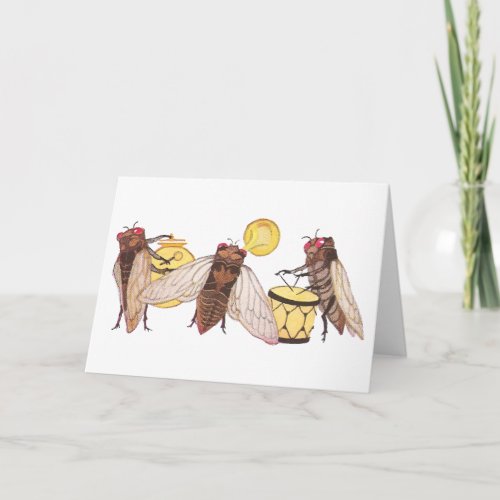 Cicada Band with Gong Trumpet and Drum Card