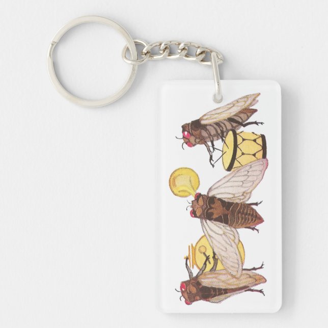 Cicada Band with Gong, Trumpet and Drum Keychain (Front)