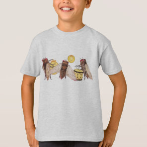 Cicada Band with Gong, Trumpet and Drum T-Shirt
