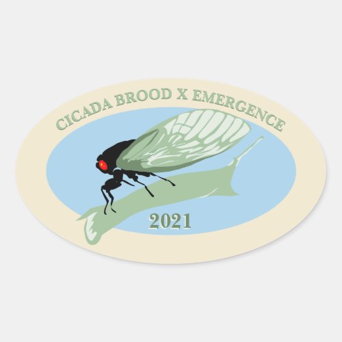 Cicada Brood X Emergence 2021 Oval Sticker