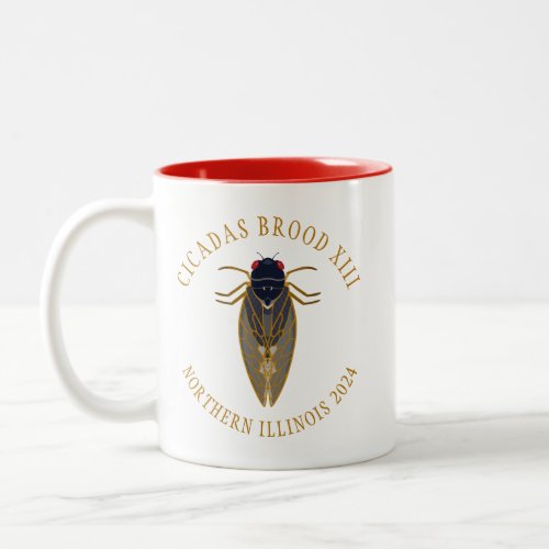 Cicada Brood XIII ILLINOIS 2024 Custom Text Two_Tone Coffee Mug