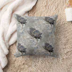 Cicada Bug Face Nature Pattern Throw Pillow