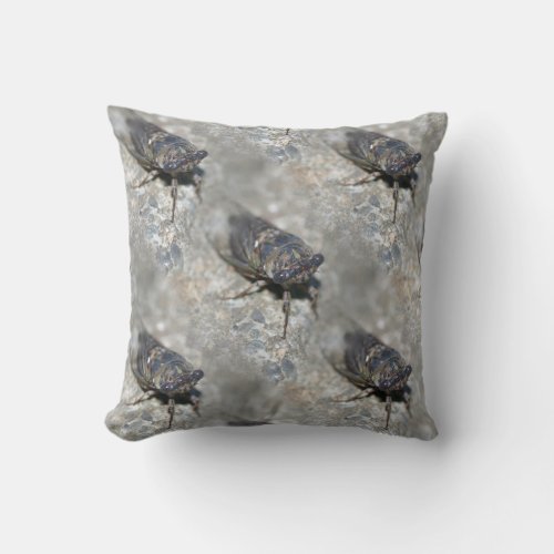 Cicada Bug Face Nature Pattern Throw Pillow