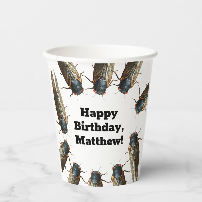 Cicada Bug, Insects Photo Personalized Paper Cups (Front)