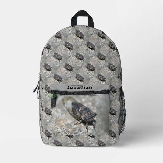 Cicada Bug Nature Pattern Personalized Printed Backpack (Front)