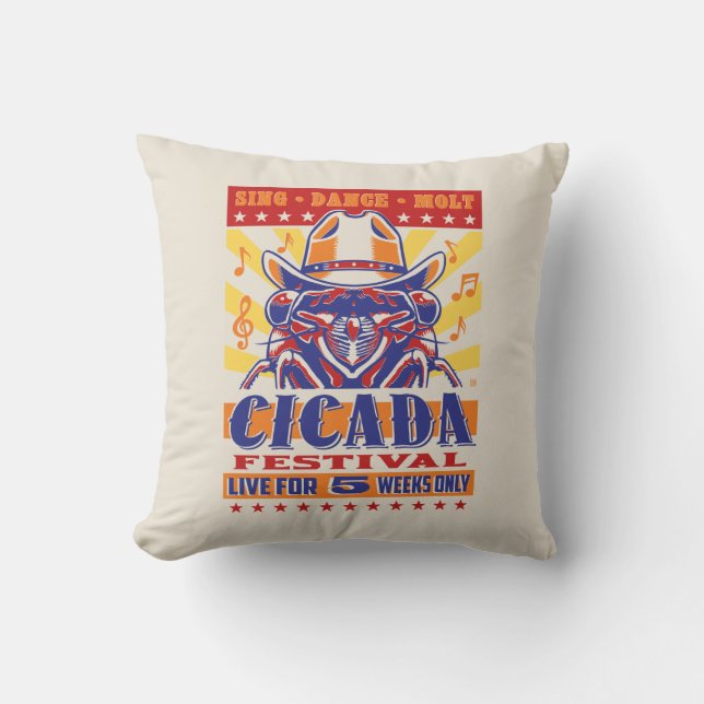 Cicada Country Music Festival Throw Pillow (Front)