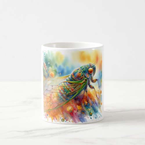 Cicada in Colorful Serenity AREF575 _ Watercolor Coffee Mug