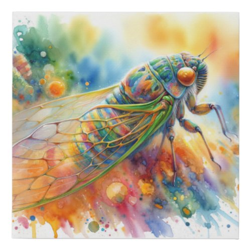 Cicada in Colorful Serenity AREF575 _ Watercolor Faux Canvas Print