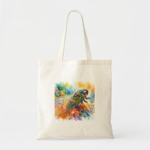 Cicada in Colorful Serenity AREF575 _ Watercolor Tote Bag