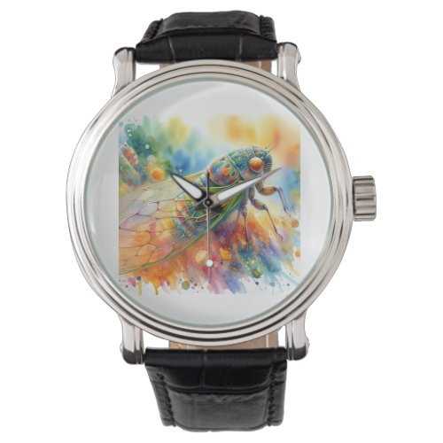Cicada in Colorful Serenity AREF575 _ Watercolor Watch
