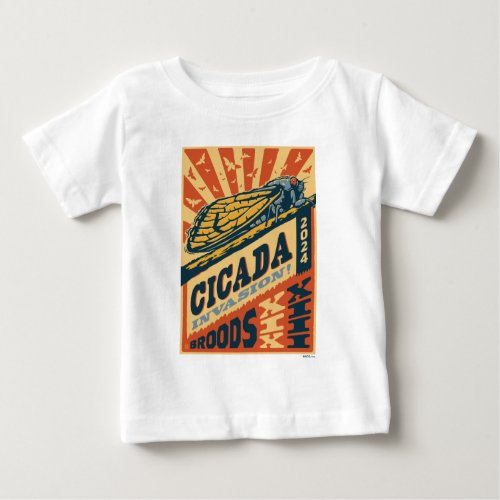Cicada Invasion 2024 Letter Press Baby T_Shirt