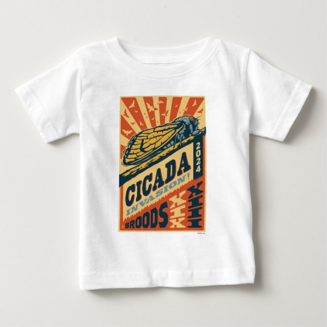 Cicada Invasion 2024 Letter Press Baby T-Shirt (Front)