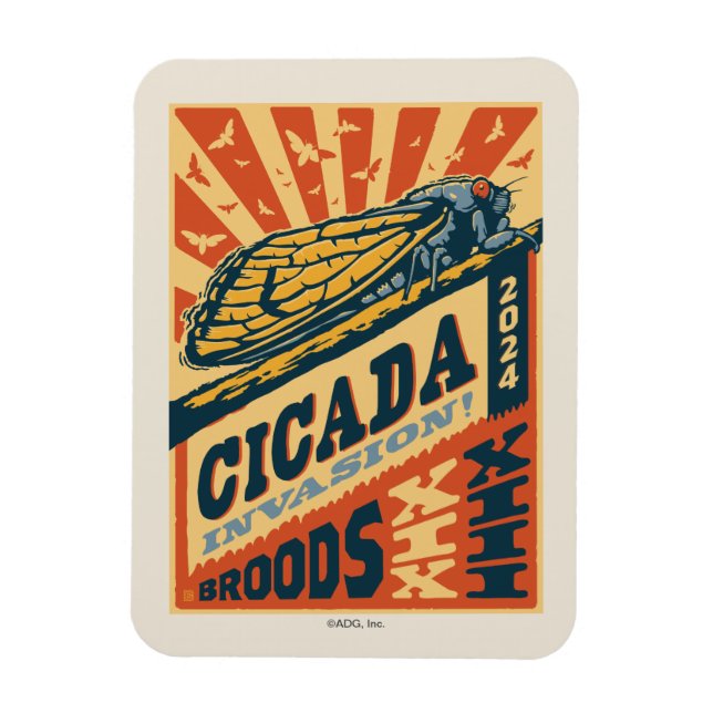 Cicada Invasion 2024 Letter Press Magnet (Vertical)