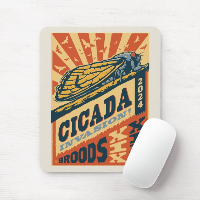 Cicada Invasion 2024 Letter Press Mouse Pad (With Mouse)