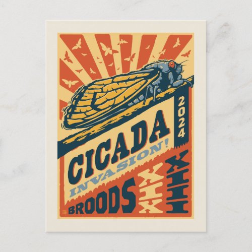 Cicada Invasion 2024 Letter Press Postcard
