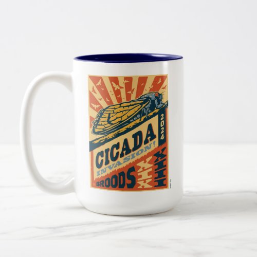 Cicada Invasion 2024 Letter Press Two_Tone Coffee Mug