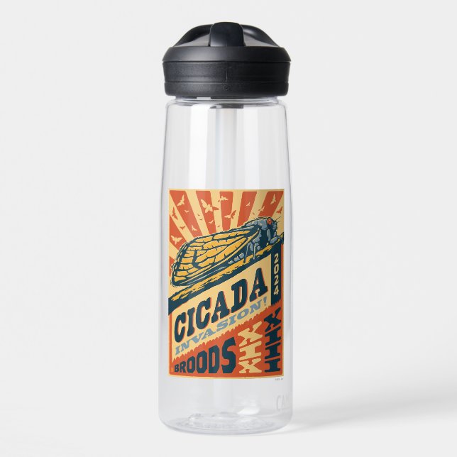 Cicada Invasion 2024 Letter Press Water Bottle (Front)