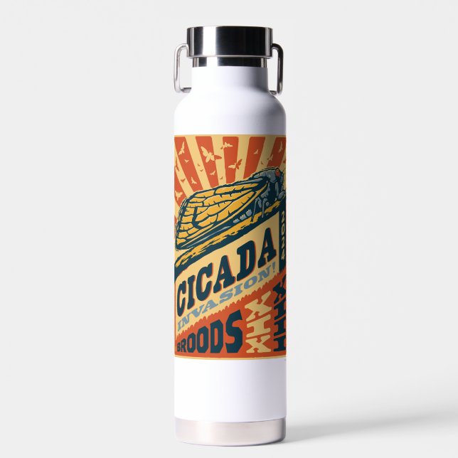 Cicada Invasion 2024 Letter Press Water Bottle (Front)