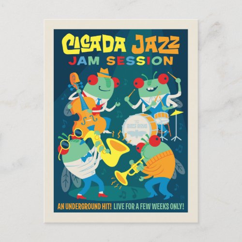 Cicada Jazz Jam Session Postcard