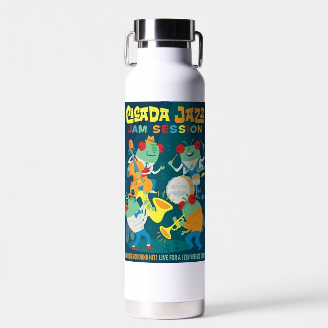 Cicada Jazz Jam Session Water Bottle (Front)