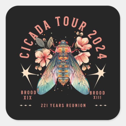 Cicada Lover Cicada Fest 2024 Broods XIX  XIII Square Sticker