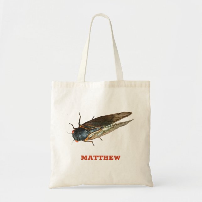 Cicada Photo Insect Graphic Personalized Tote Bag (Front)