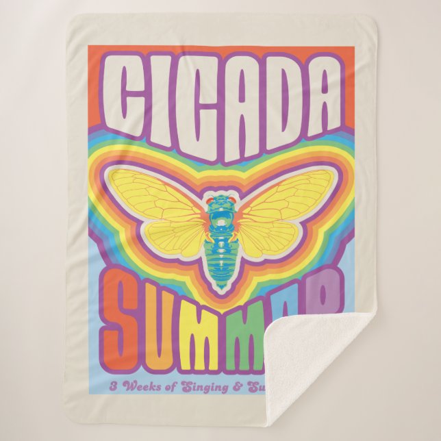 Cicada Summer Love Sherpa Blanket (Front)