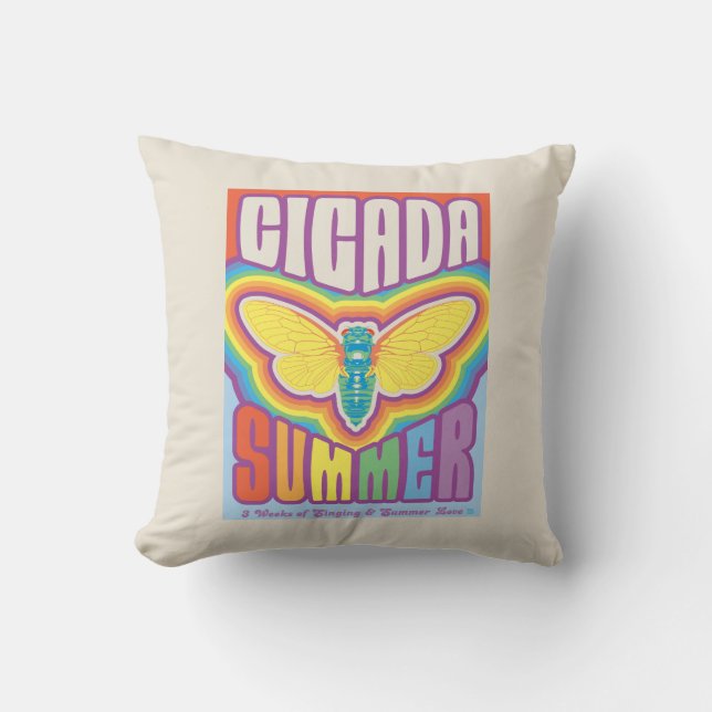Cicada Summer Love Throw Pillow (Front)
