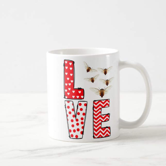 Cicada Valentines Day Love Valentine Cute Hearts  Coffee Mug (Right)