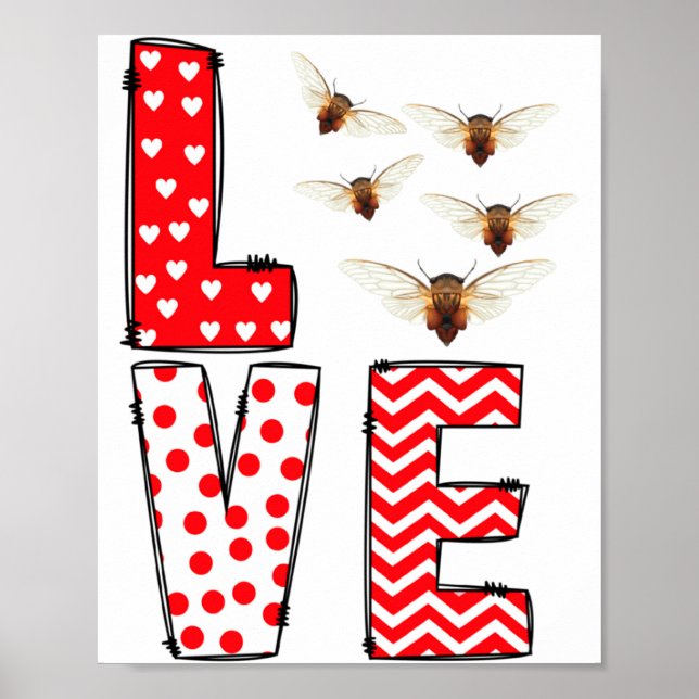 Cicada Valentines Day Love Valentine Cute Hearts  Poster (Front)