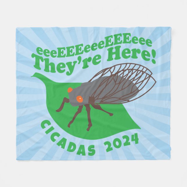 Cicadas 2024 They're Here Fleece Blanket (Front (Horizontal))