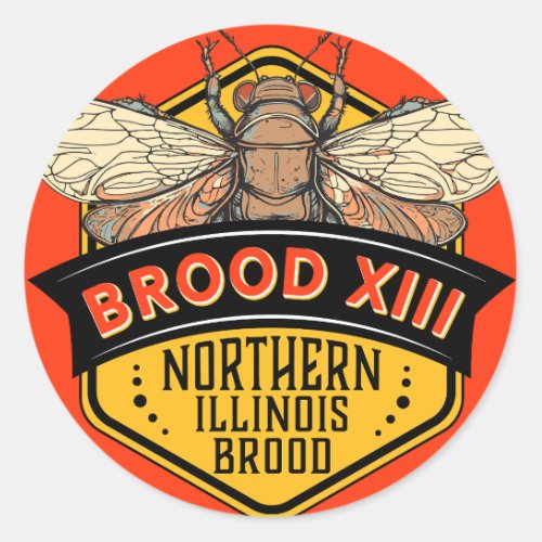 Cicadas Brood XIII Northern Illinois Brood Classic Round Sticker