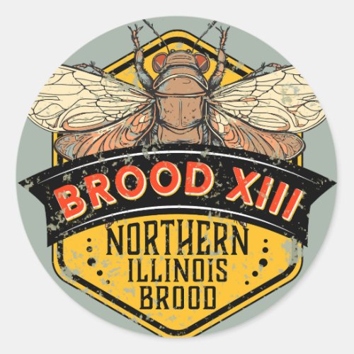 Cicadas Brood XIII Northern Illinois Brood Classic Round Sticker
