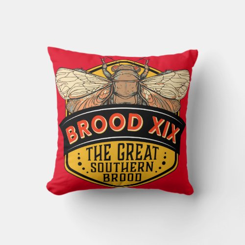 Cicadas Brood XIX Great Southern Brood Throw Pillow