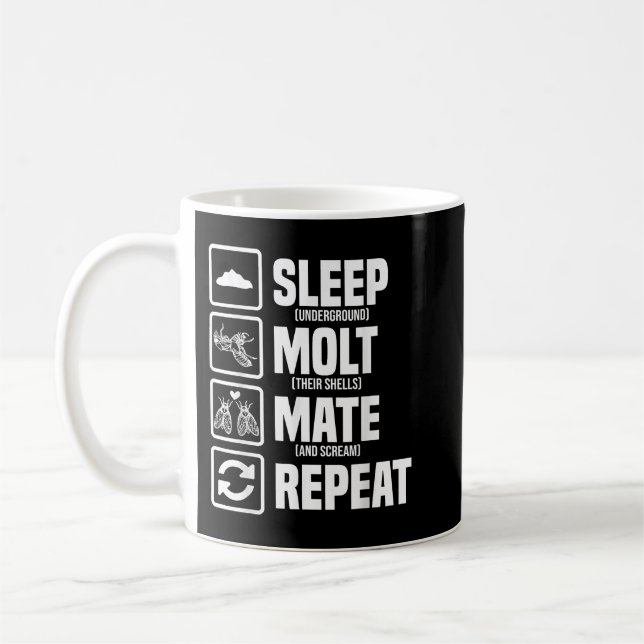 Cicadas Life Cycle Sleep Molt Mate Repeat Entomolo Coffee Mug (Left)