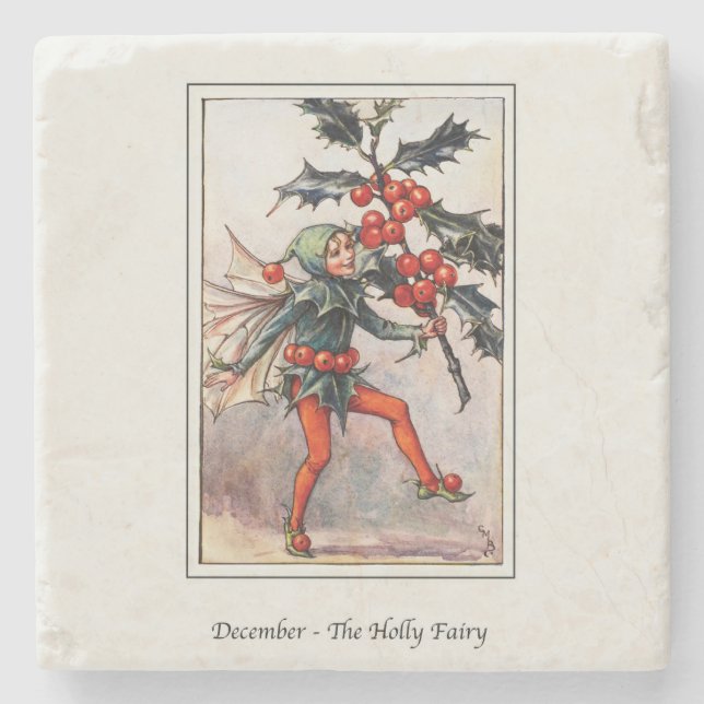 Cicely Mary Barker December Fairy Stone Coaster (Front)